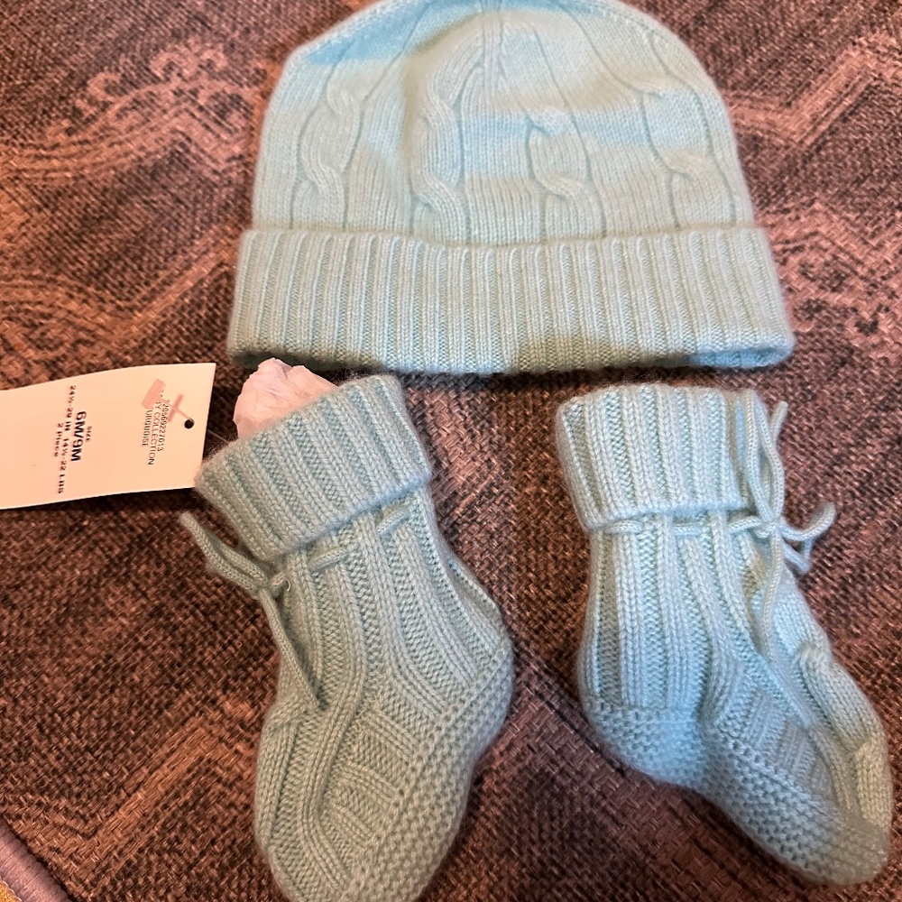 Ralph Lauren Baby Hat and Booties - Cashmere